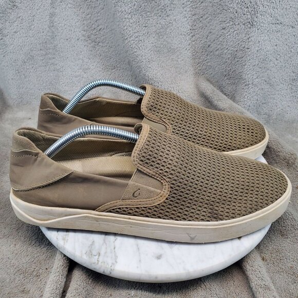 OluKai Shoes Mens Size 10 Brown Textile Mesh Lae\'Ahi Slip On Sneaker *Read* main image 5